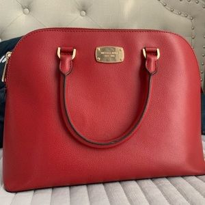Michael Kors purse red bag authentic. Please note, does not include long strap.